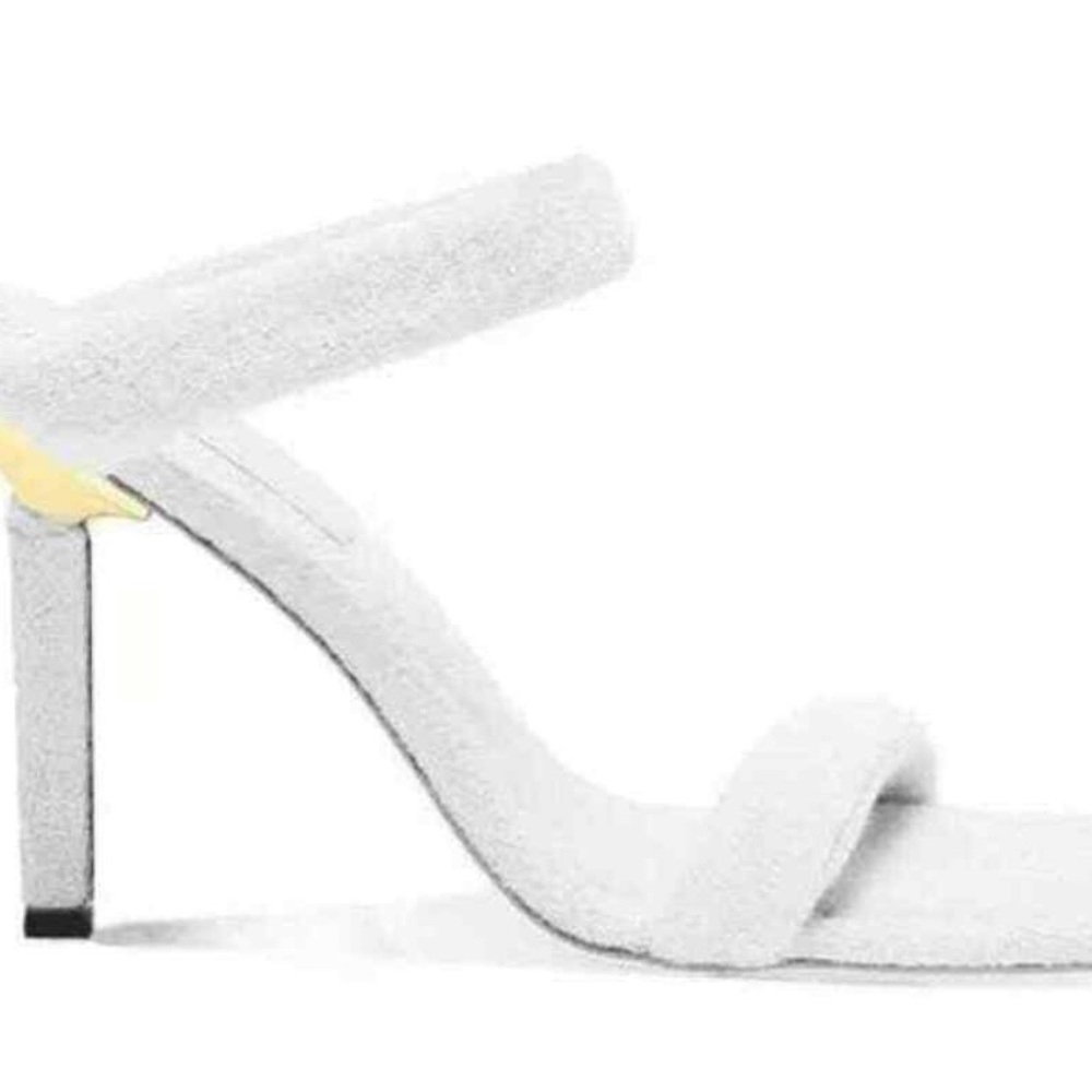 Good American White Terry Cloth Square Toe High Heel Sandal Size 12